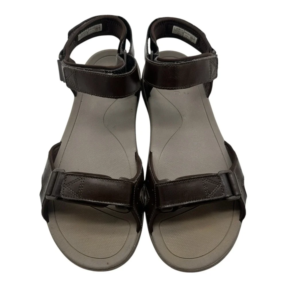 Vionic Canoe Leo Sandals Mens Size 13‎ Brown Leather Adjustable Backstrap